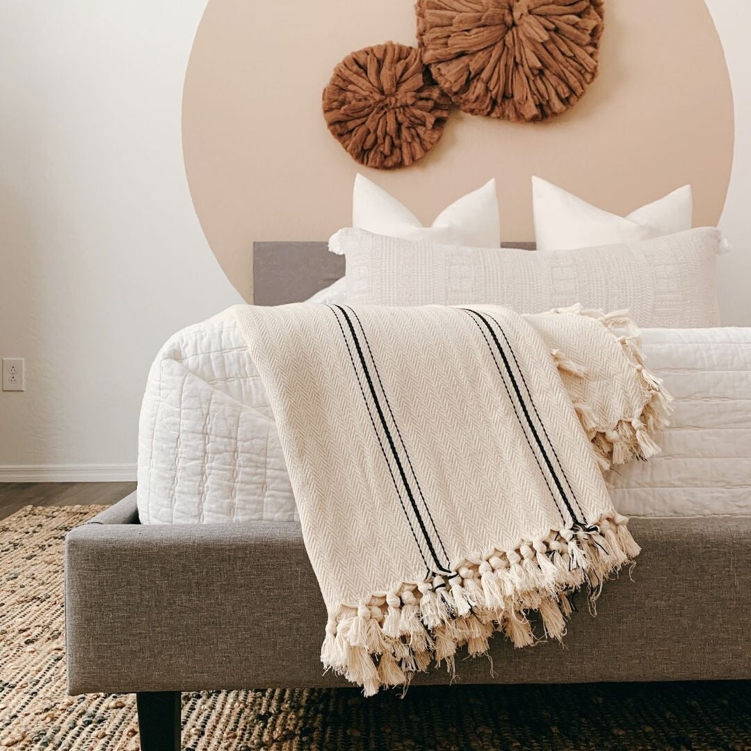 Sophie Farmhouse Home Decor Turkish Cotton Throw Bed Blanket | The