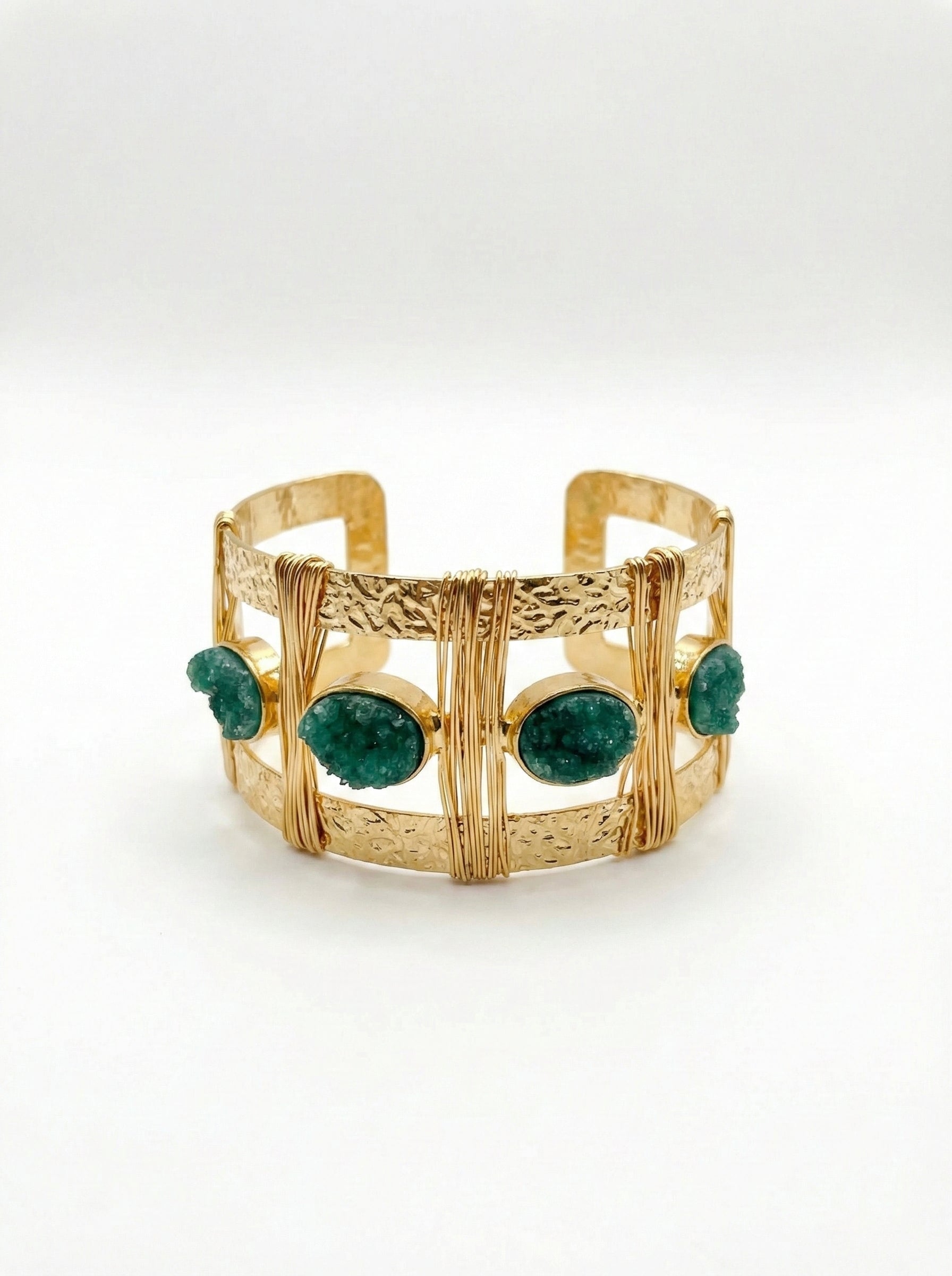 Green Druzy Statement Cuff Bracelet