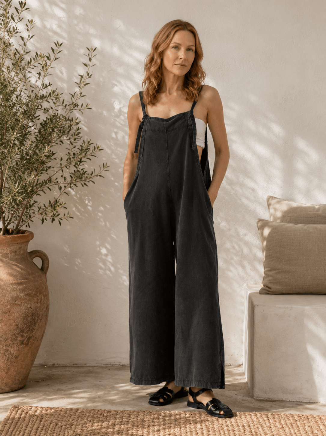 Wide-Leg Cotton Jumpsuit