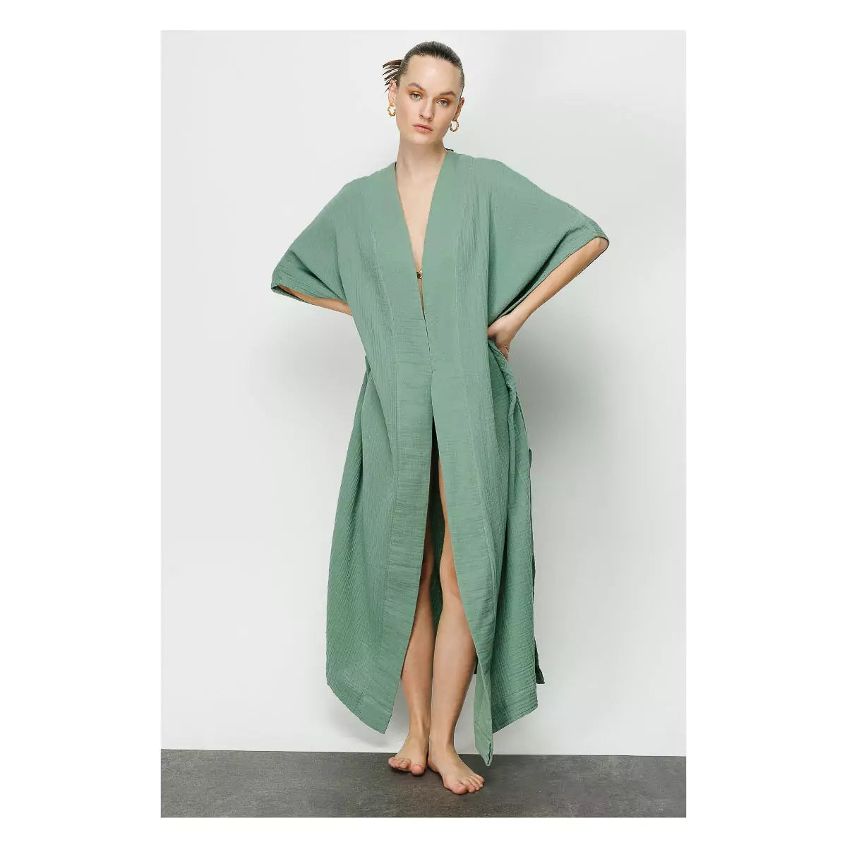 Cara V Neck Kaftan Kimono Robe and Beach Cover Up