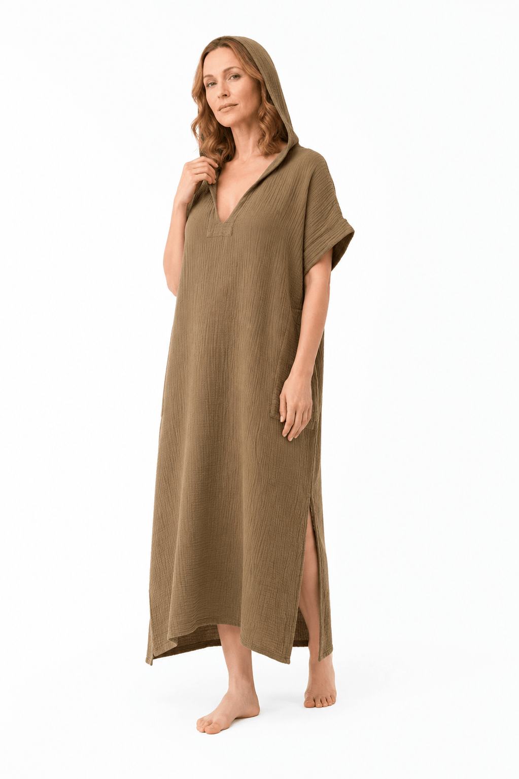 Hooded Gauze Beach Cover Up