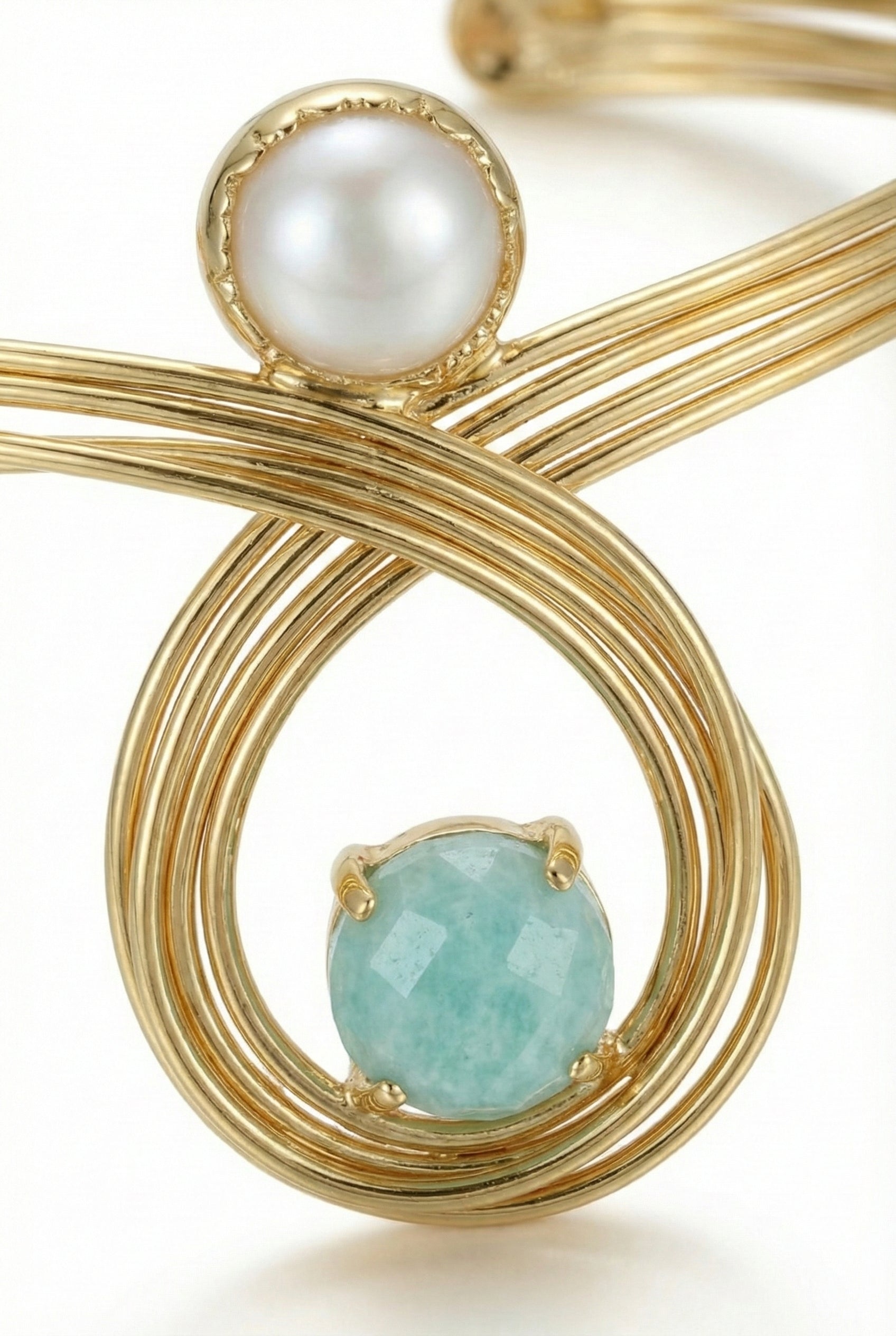 Baroque Pearl & Cat’s Eye Statement Cuff Bracelet