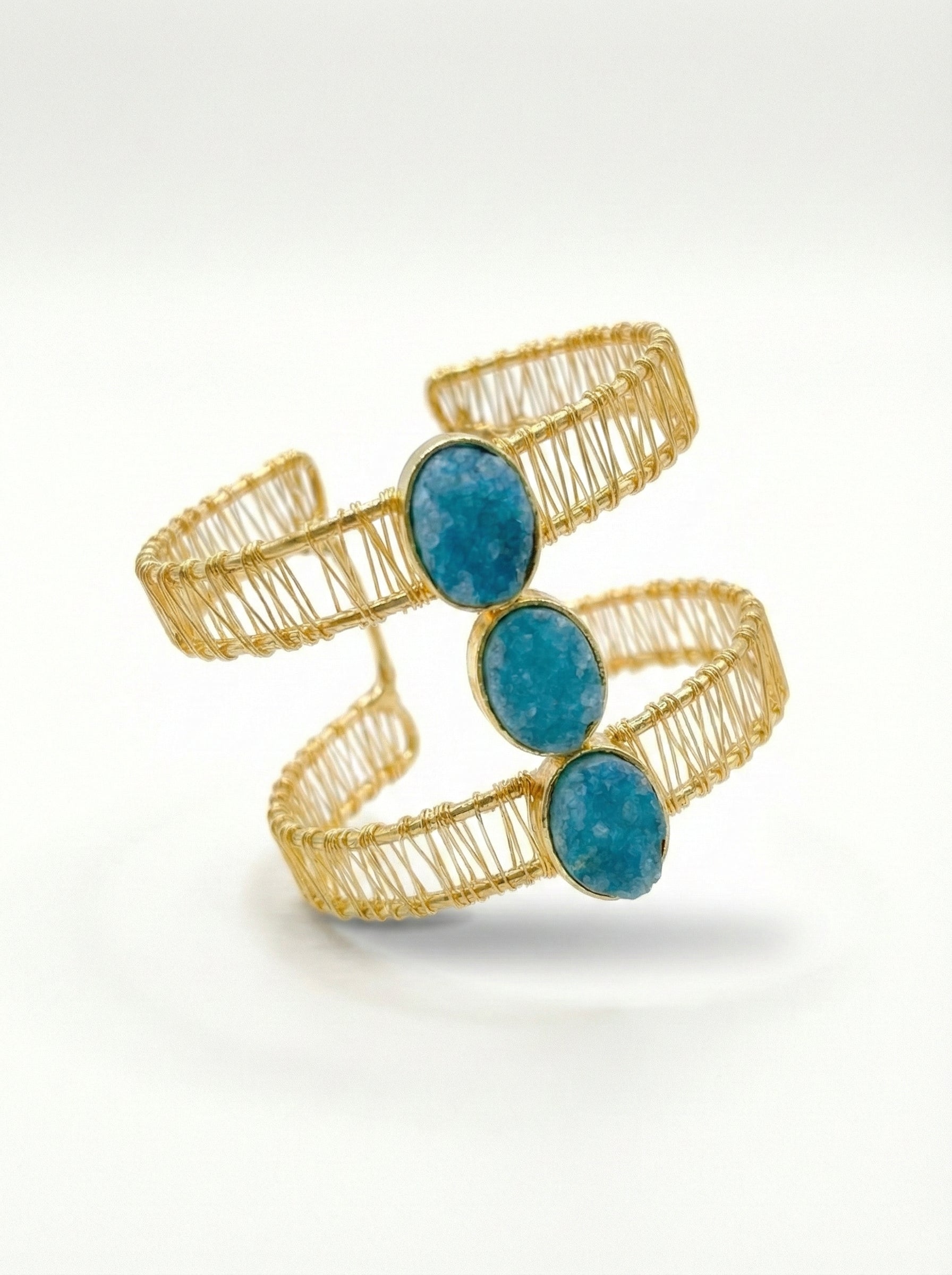Blue Druzy Statement Cuff Bracelet