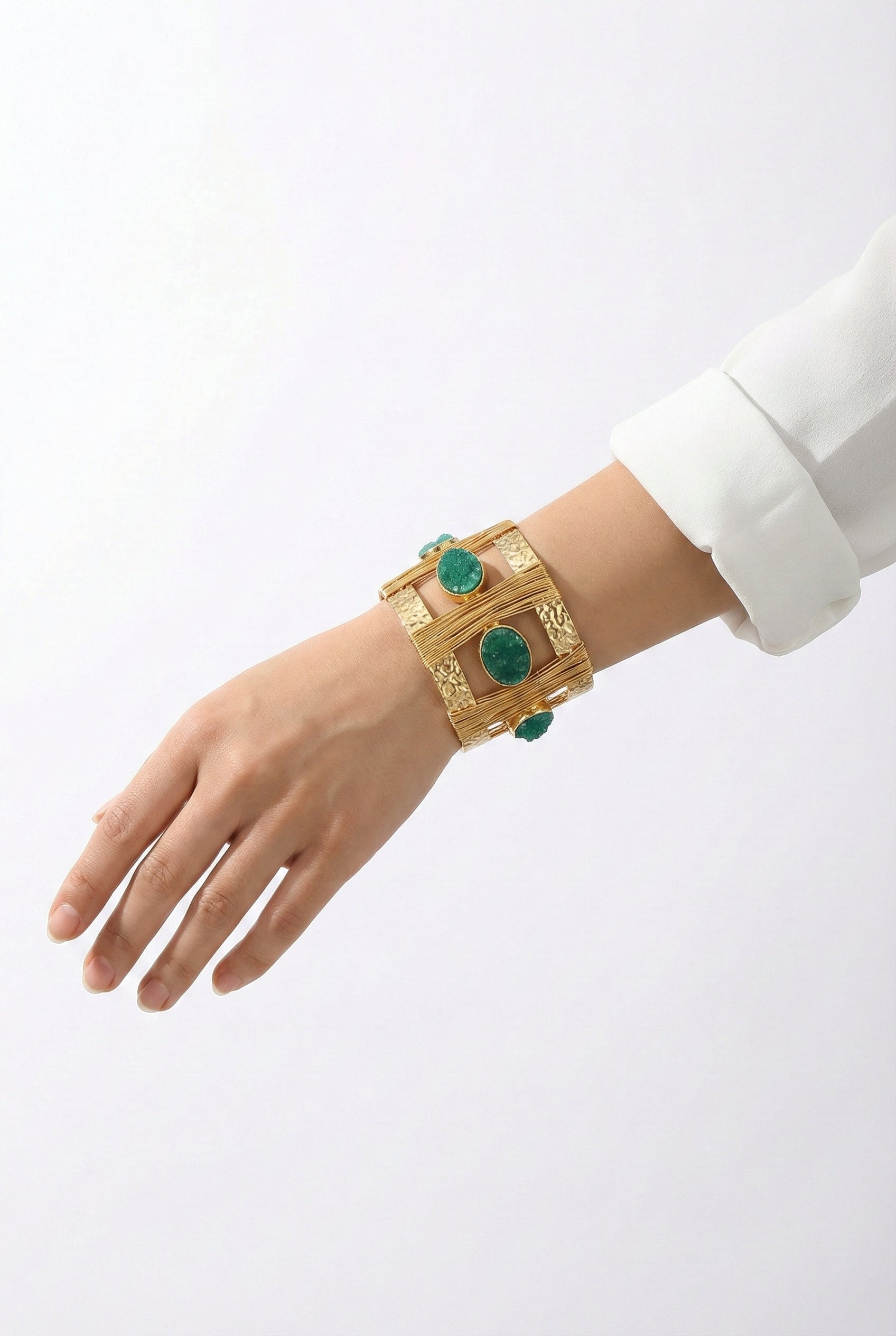 Green Druzy Statement Cuff Bracelet