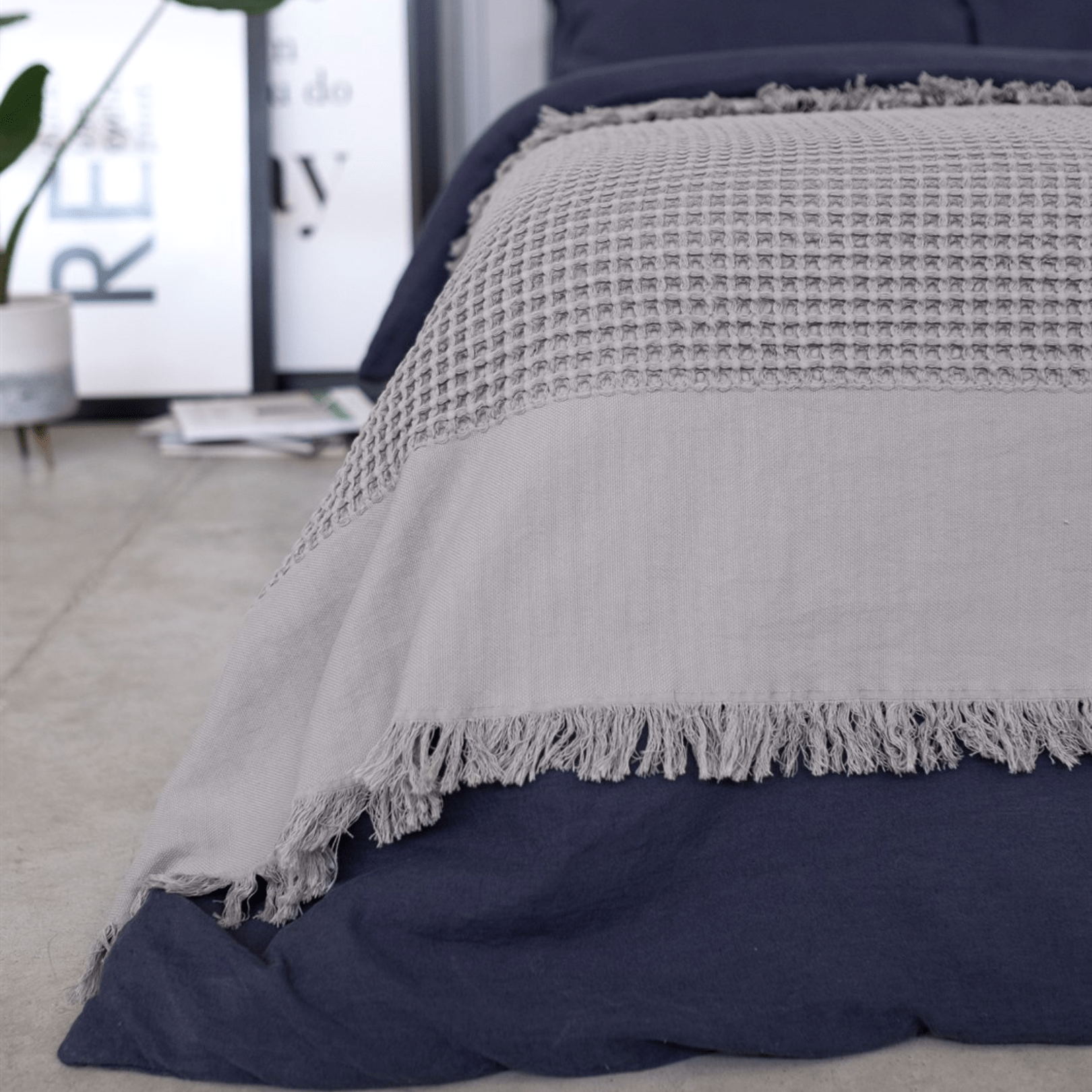 Yuki Waffle Weave King Blanket