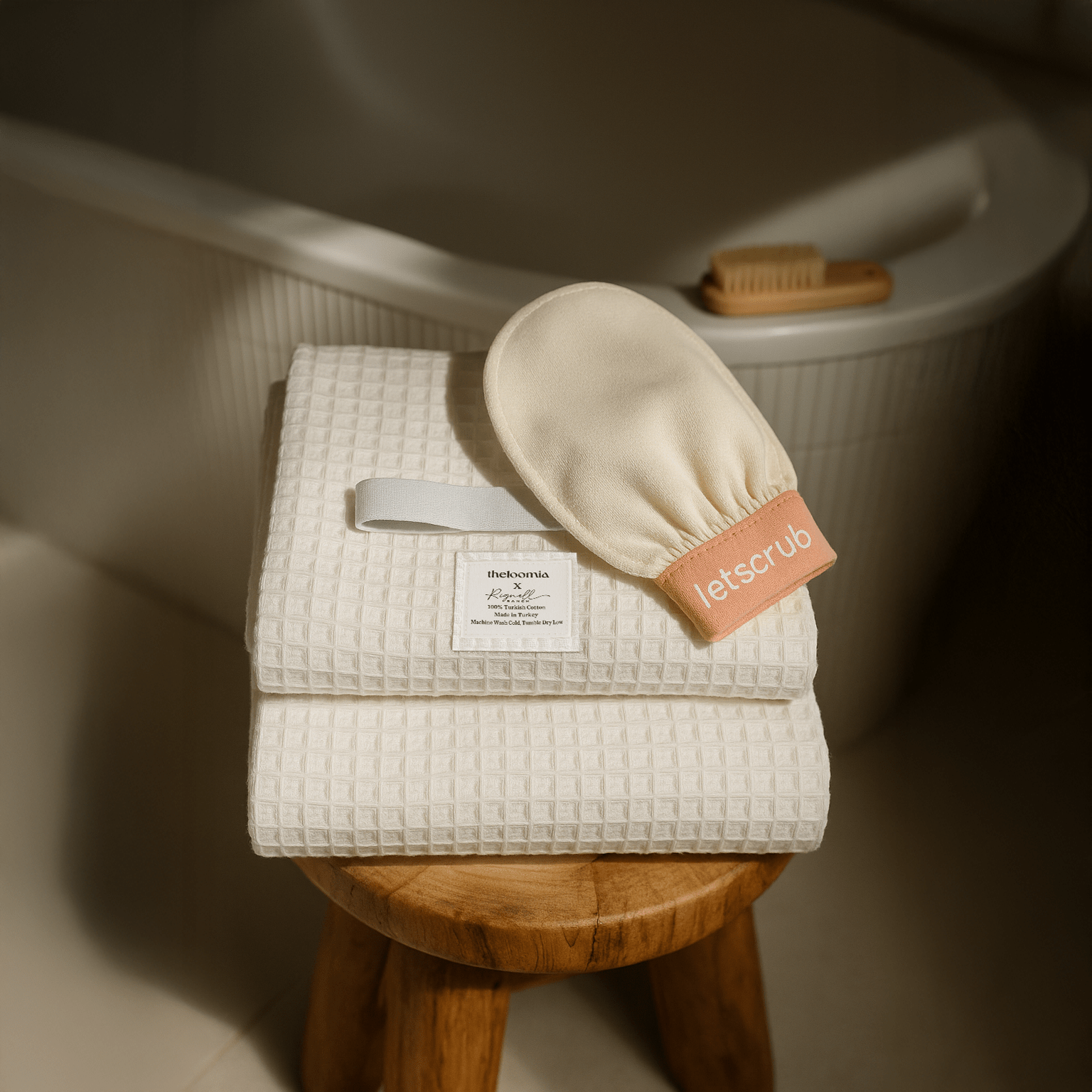 Glowing Duo of Hair Towel and Exfoliating Bath Glove