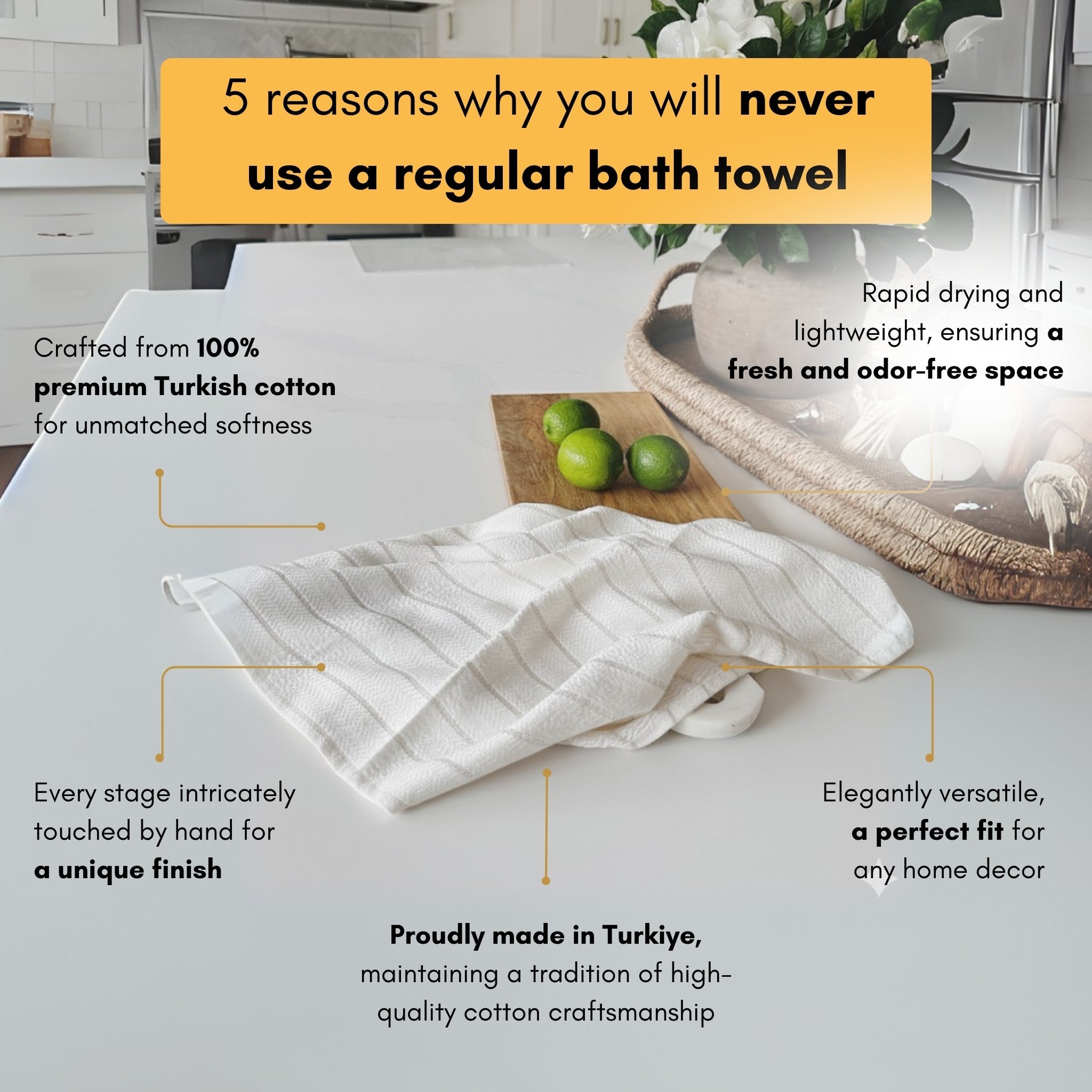Deniz Bamboo-Cotton Hand and Kitchen Towel