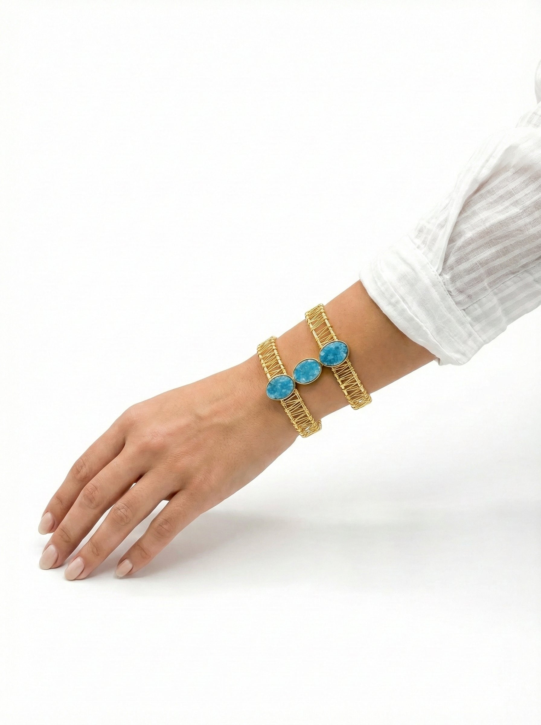 Blue Druzy Statement Cuff Bracelet