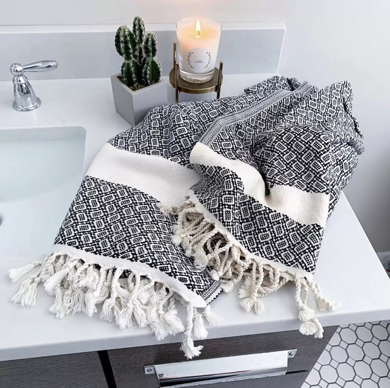 Adrian 100% Cotton Turkish Hand and Kitchen Towel