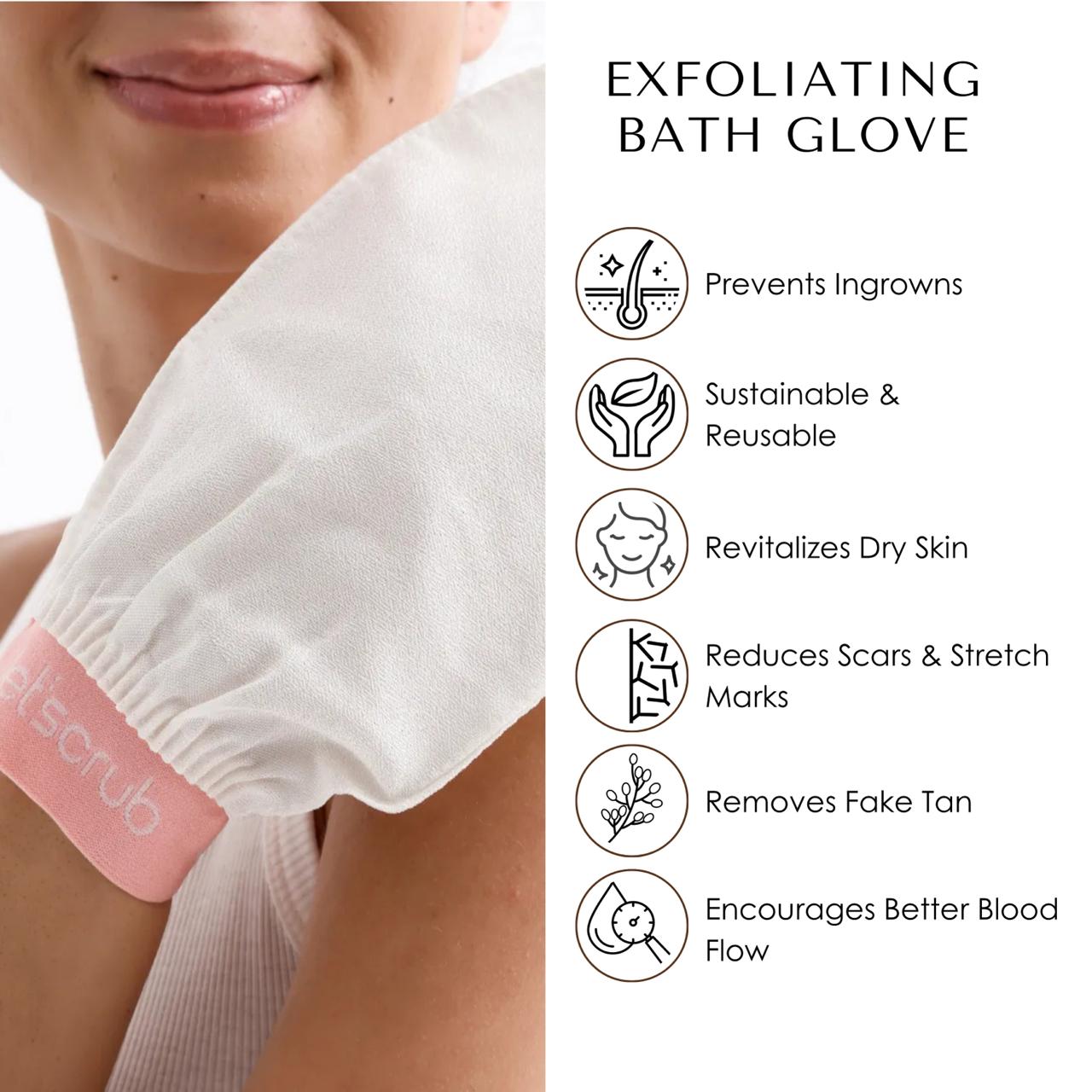 Glowing Duo of Hair Towel and Exfoliating Bath Glove