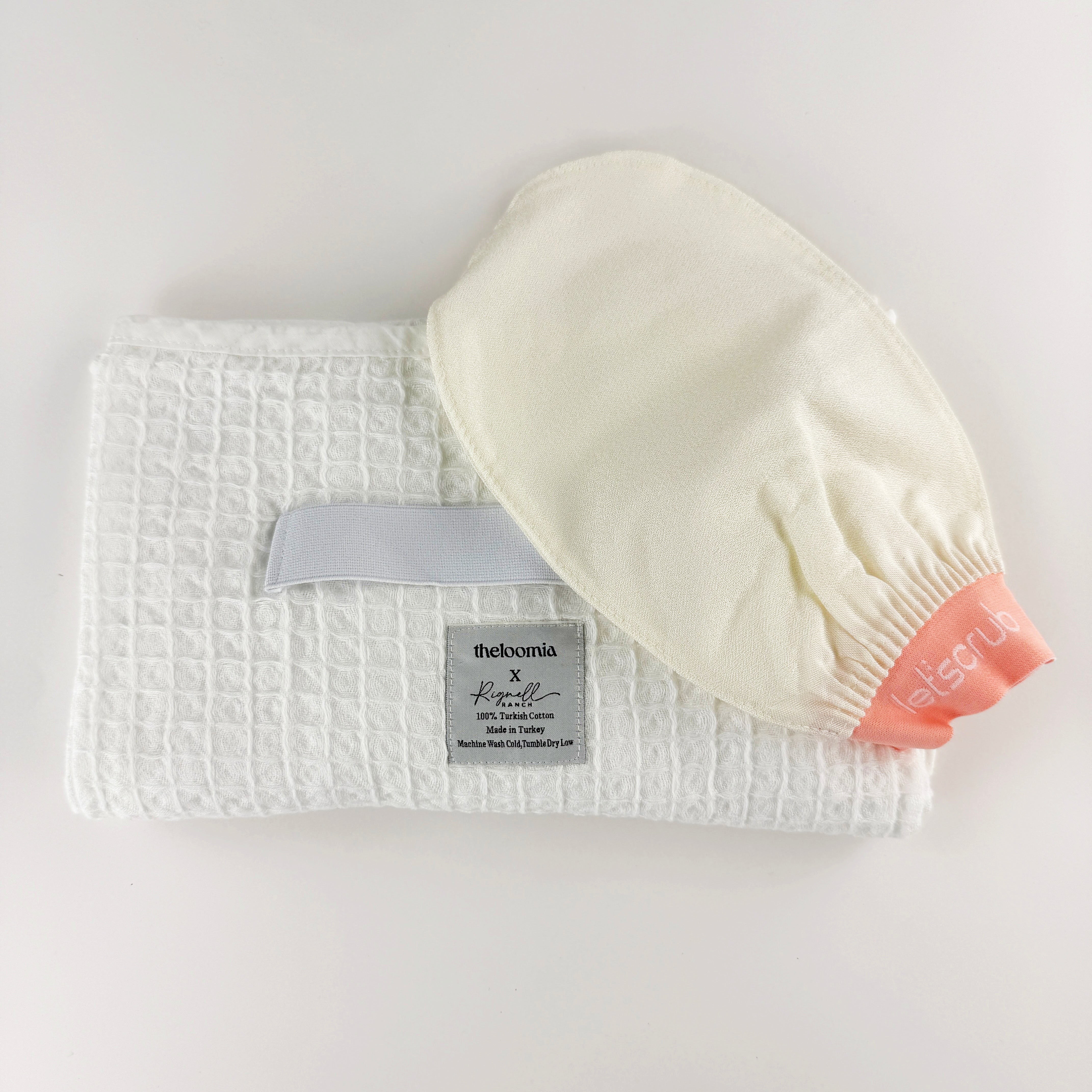 Glowing Duo of Hair Towel and Exfoliating Bath Glove