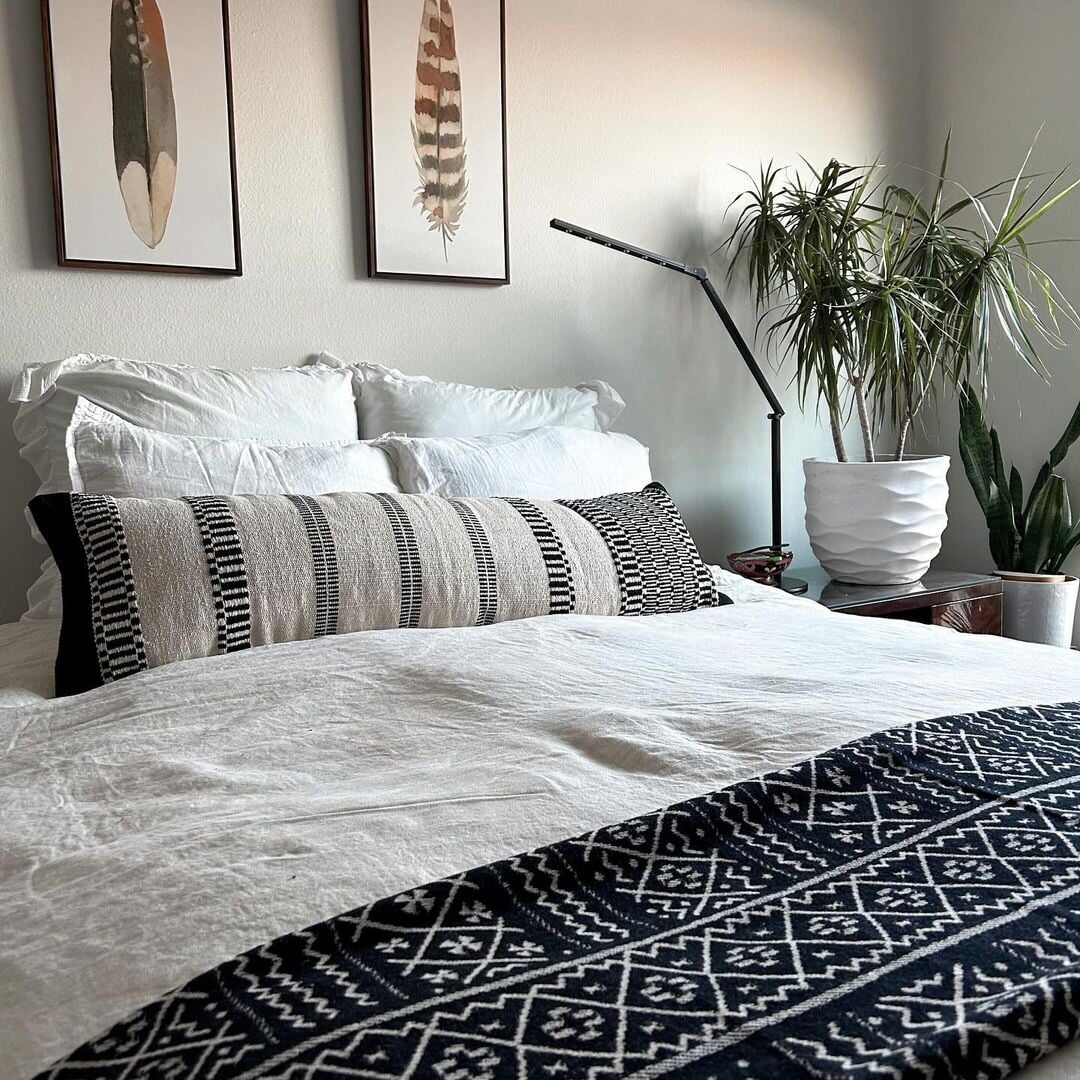 Katrin Black and Ivory Lumbar Pillow