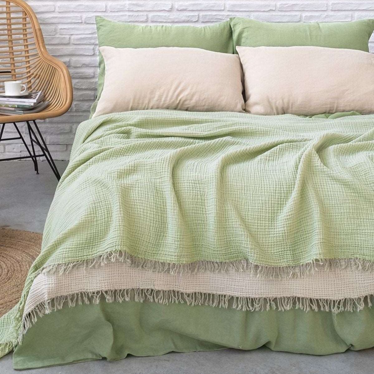 Joy | Four Layered Crinkle Muslin Bed Cover