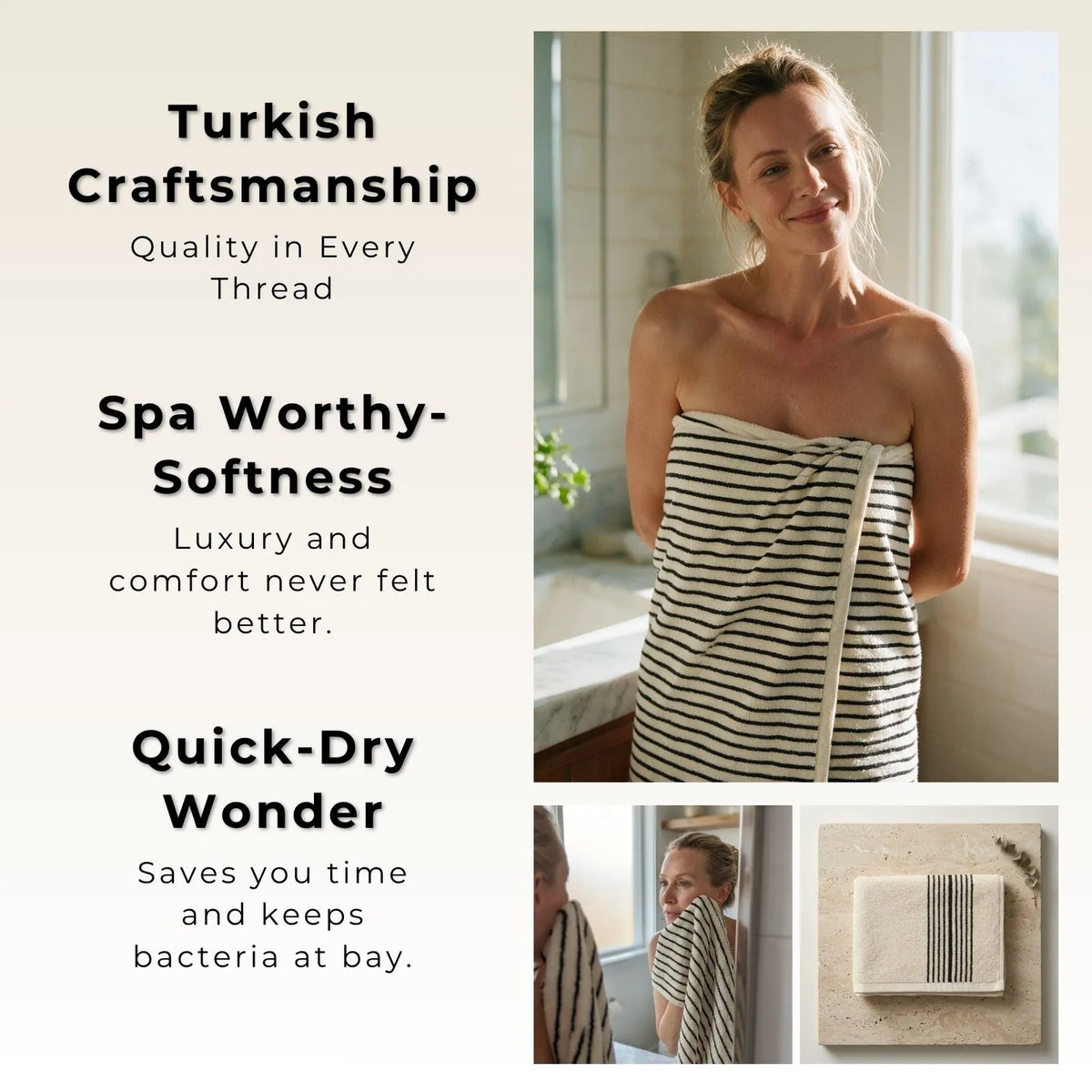 Melika Turkish 100% Cotton Striped Terry Towel