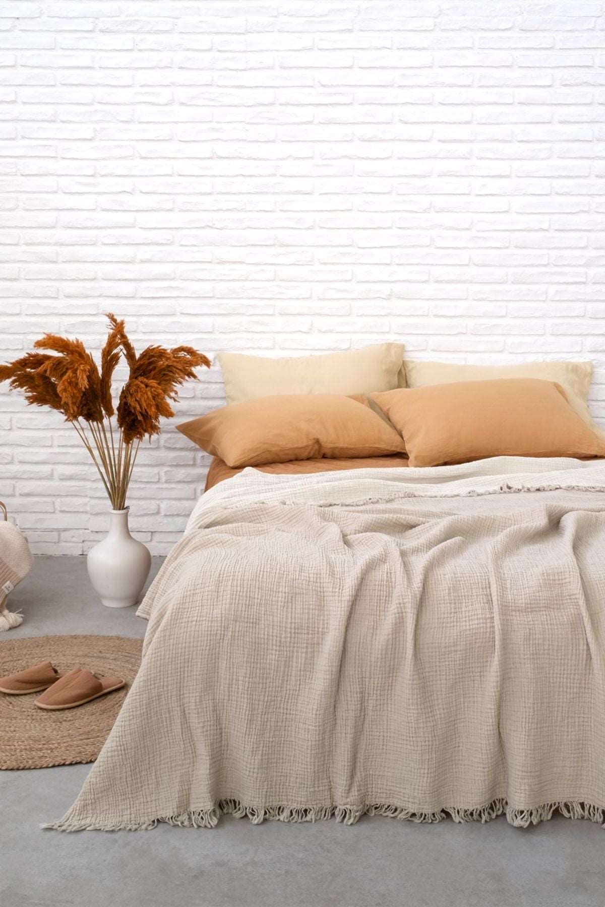 Joy | Four Layered Crinkle Muslin Bed Cover