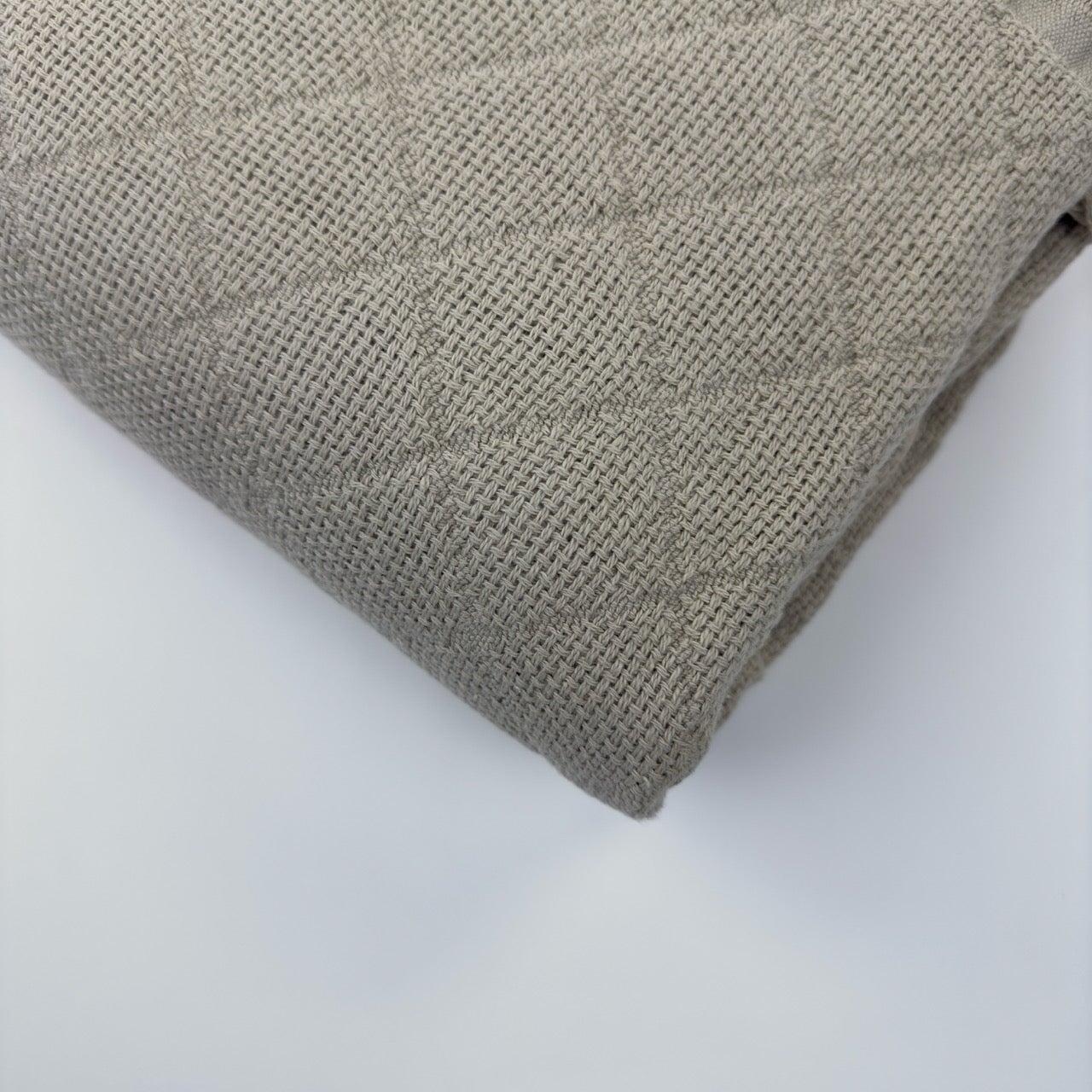 Diamond-Weave Taupe Cotton Throw Blanket