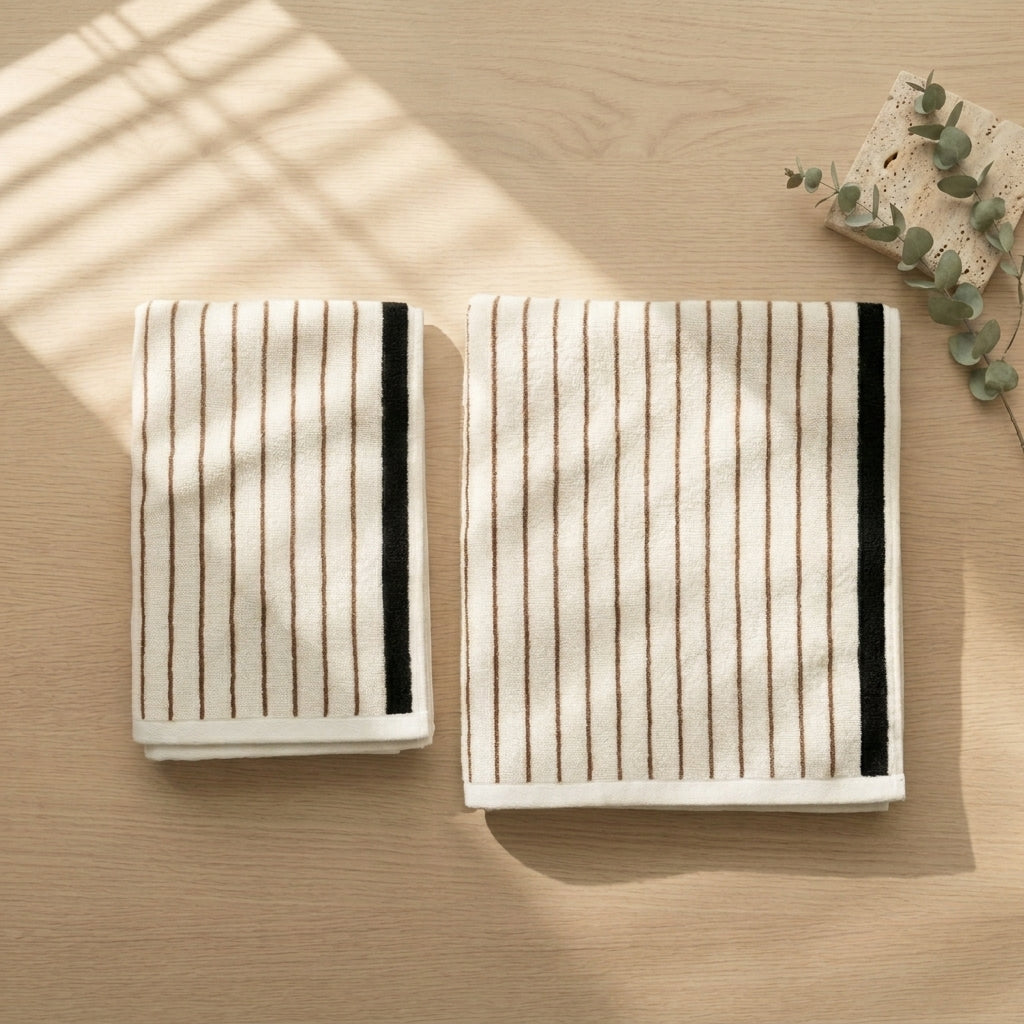 Melika Turkish Striped Terry Towel in Brown