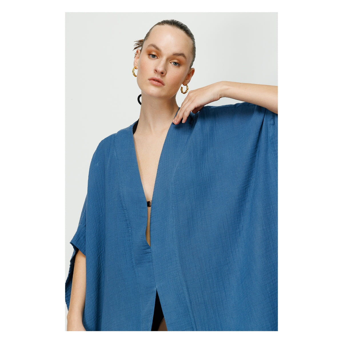 Cara V Neck Kaftan Kimono Robe and Beach Cover Up