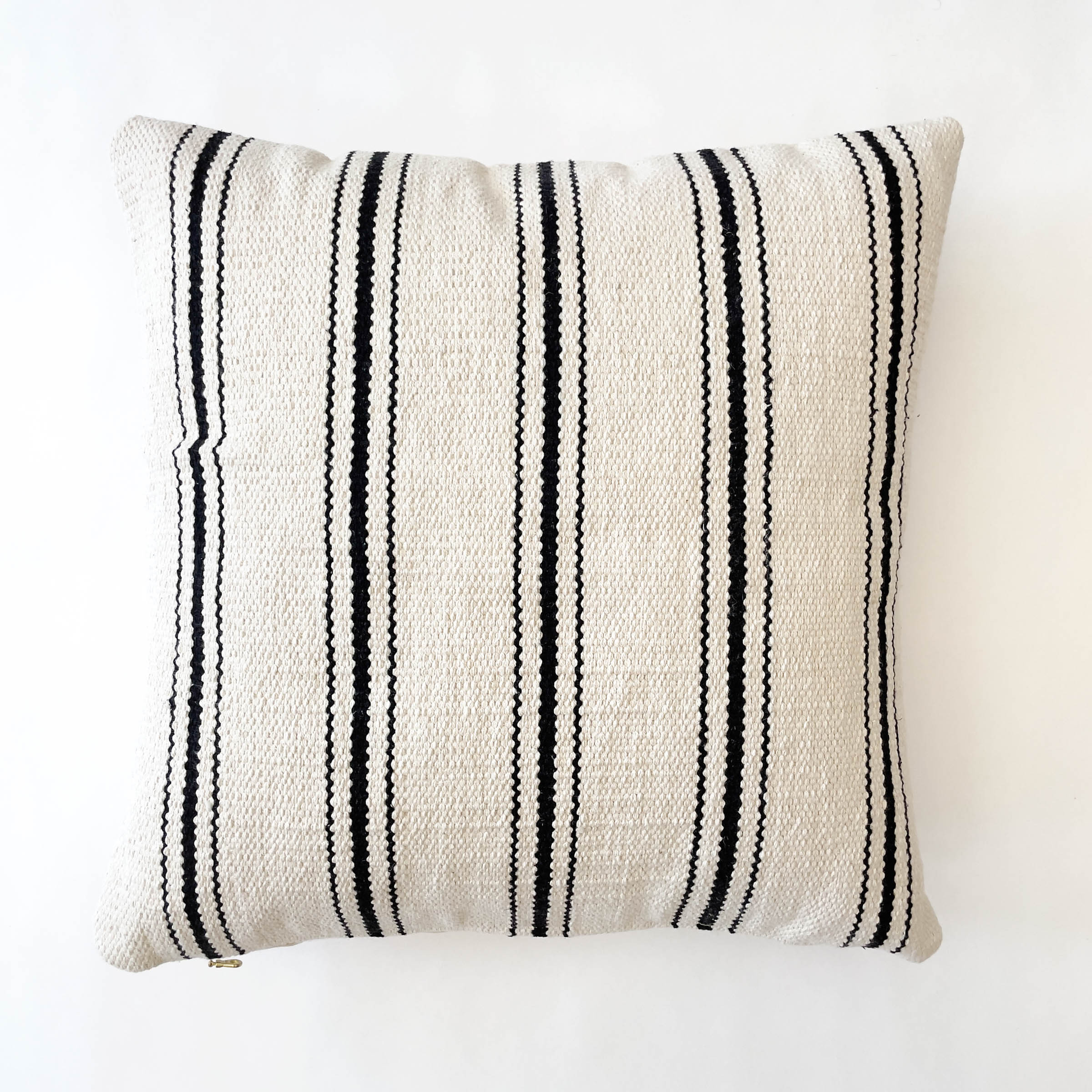 SOPHIE BLACK AND CREAM STRIPE HANDWOVEN PILLOW - The Loomia