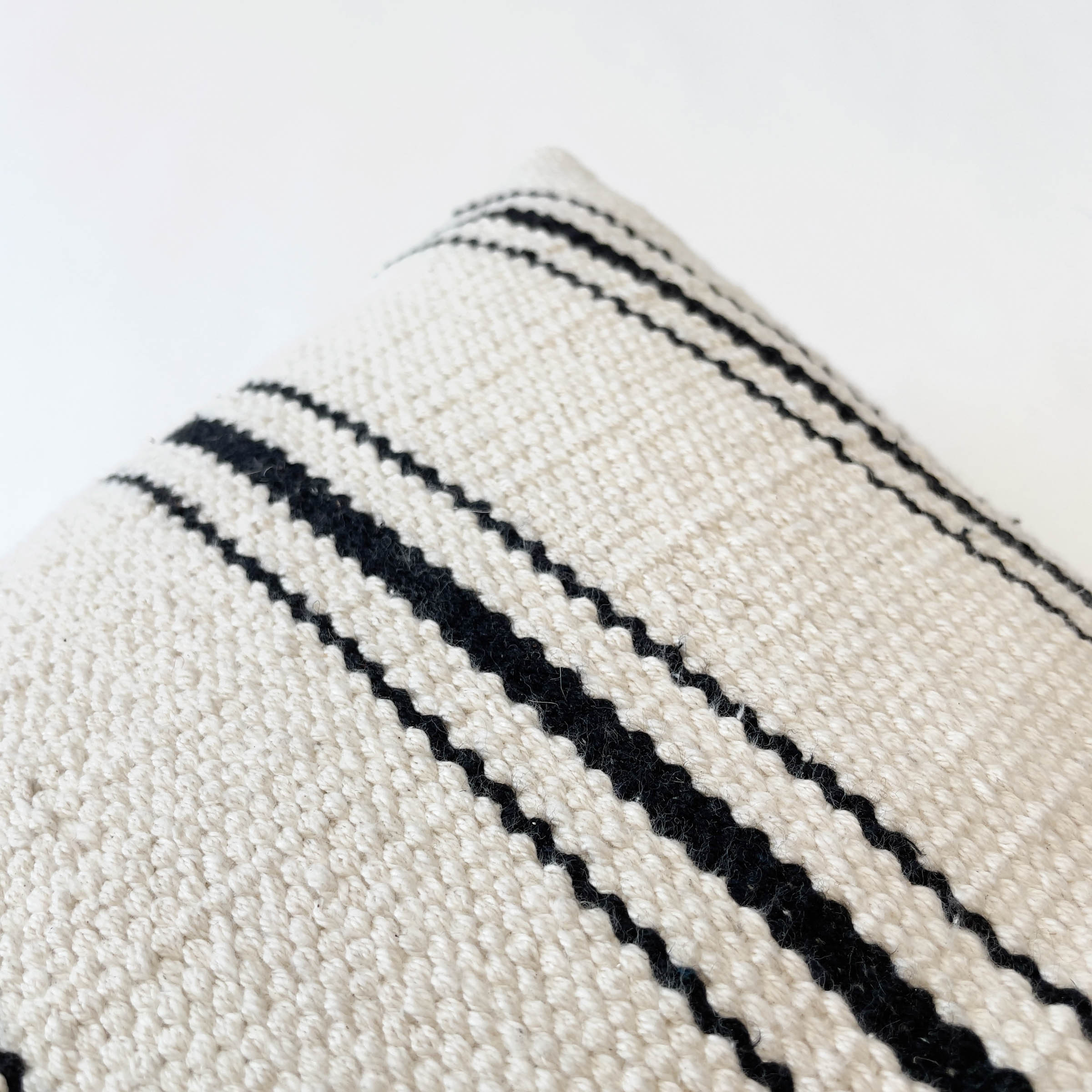 SOPHIE BLACK AND CREAM STRIPE HANDWOVEN PILLOW - The Loomia