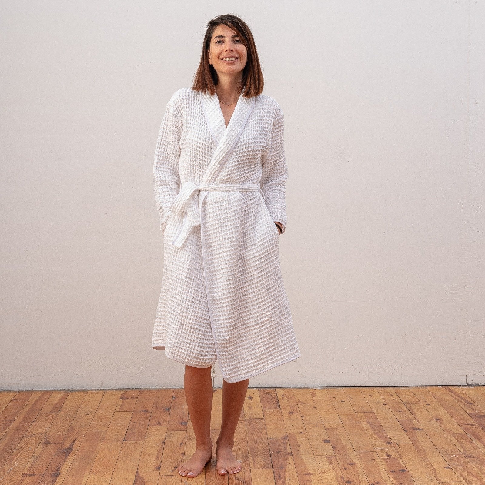 Heena Waffle Weave Unisex Bathrobe - The Loomia