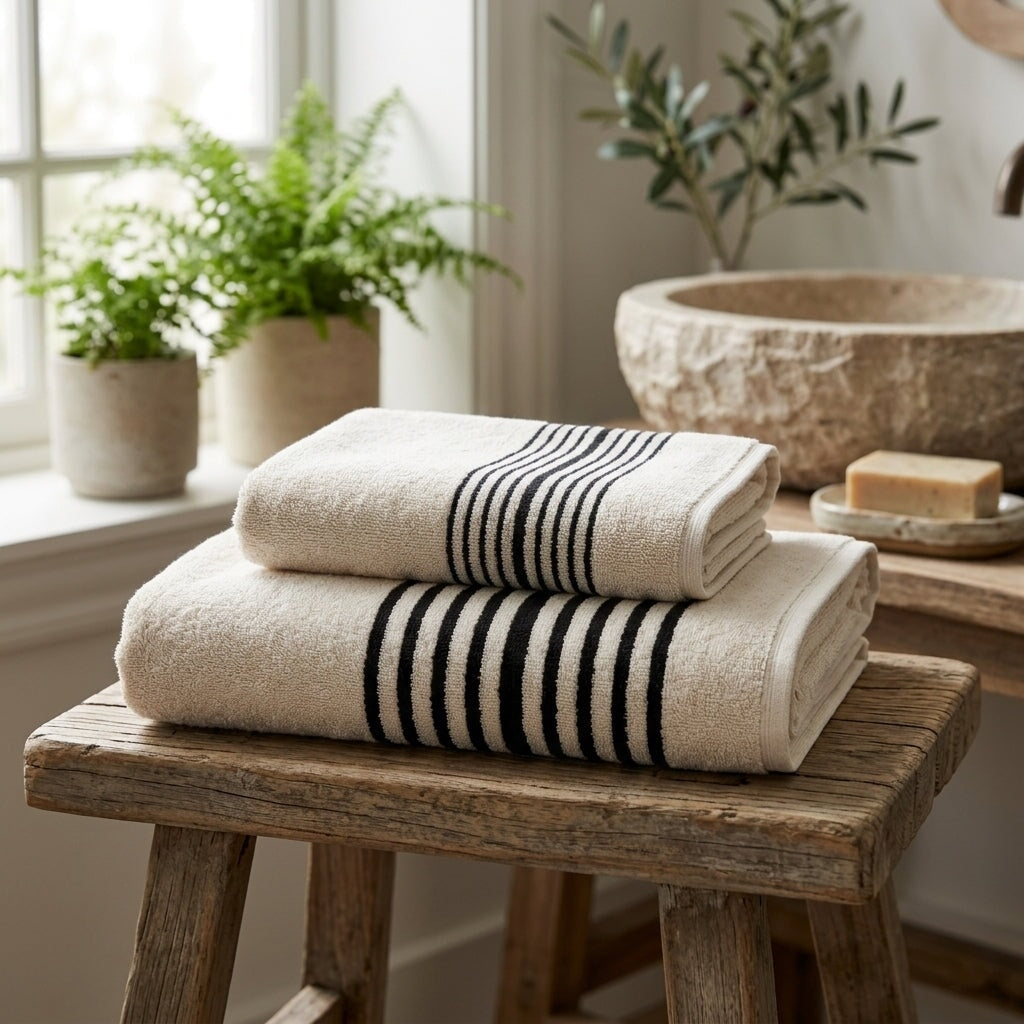 Melika Turkish 100% Cotton Striped Terry Towel