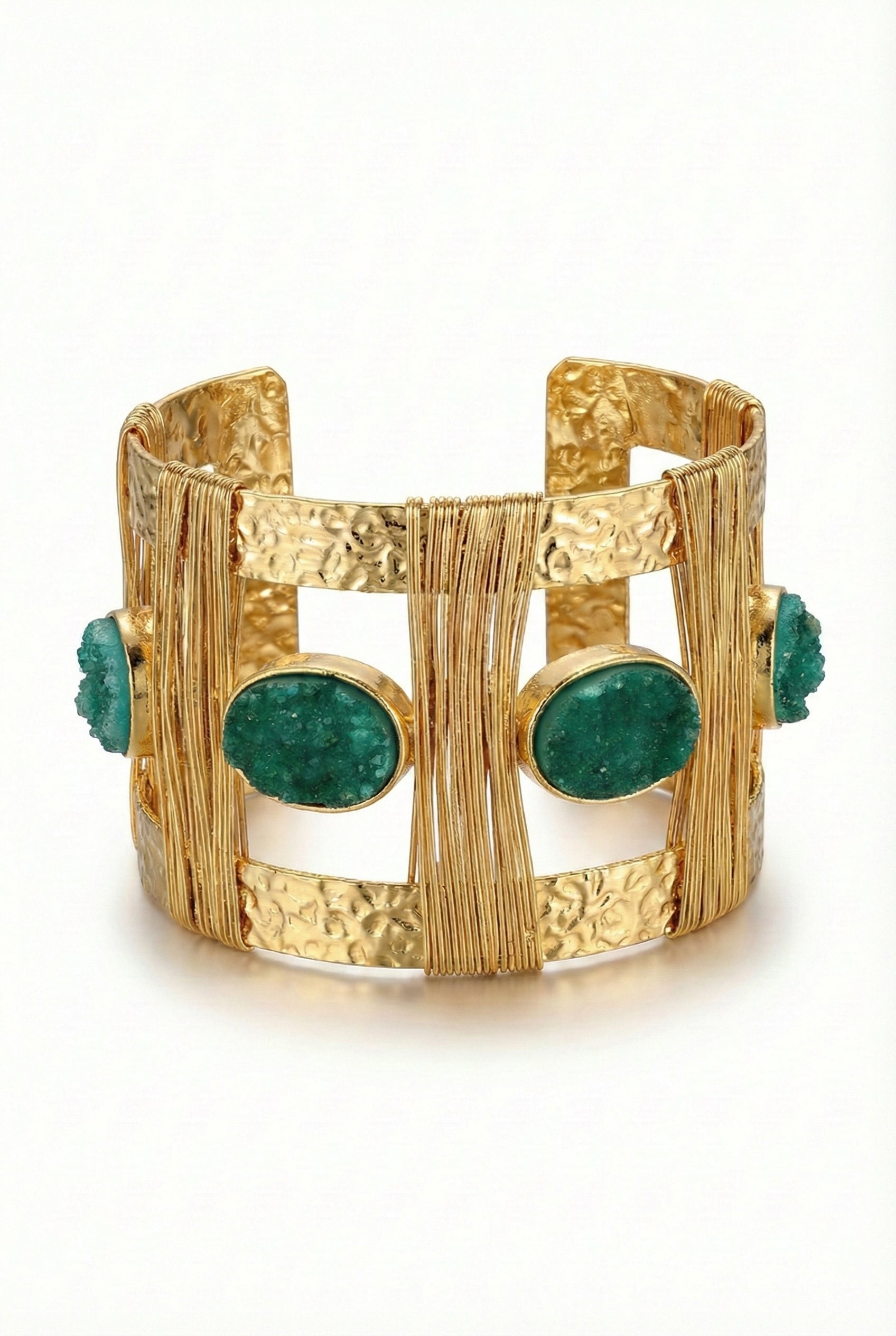Green Druzy Statement Cuff Bracelet