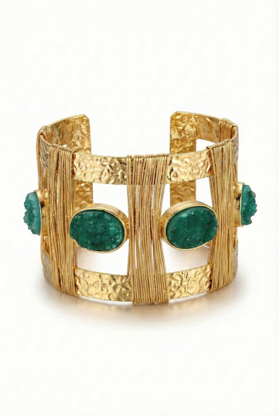 Green Druzy Statement Cuff Bracelet