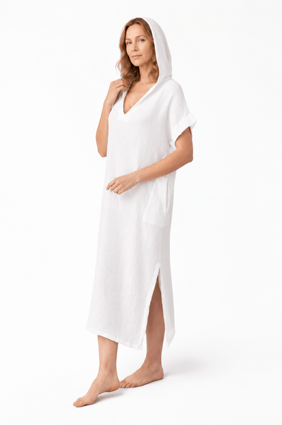 Hooded Gauze Beach Cover Up