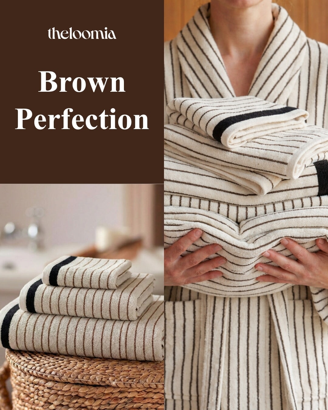 Melika Turkish Striped Terry Towel in Brown