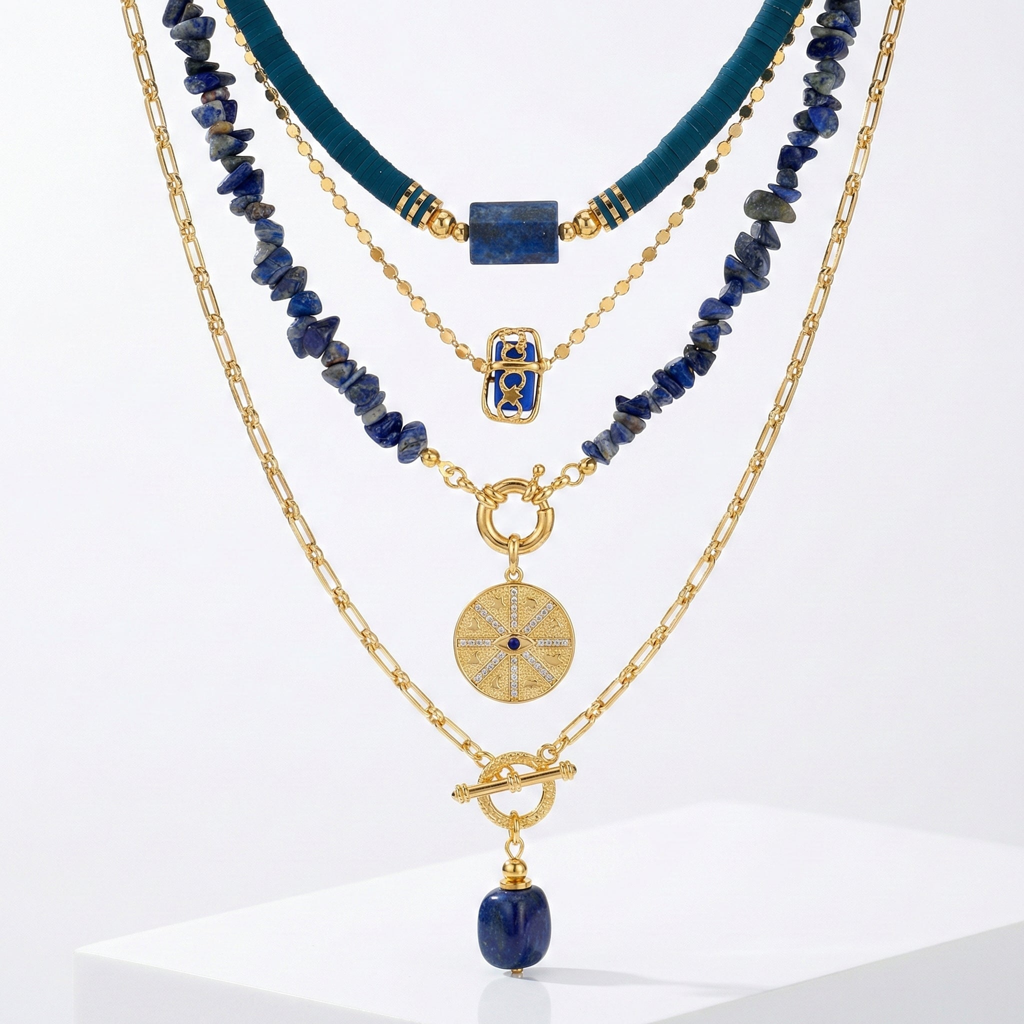 Lapis Stone Statement Necklace Set
