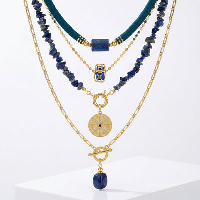 Lapis Stone Statement Necklace Set