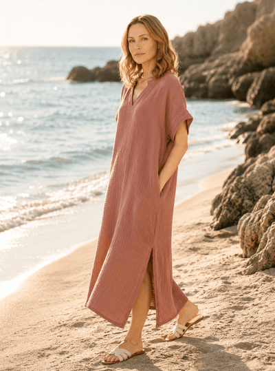 Hooded Gauze Beach Cover Up