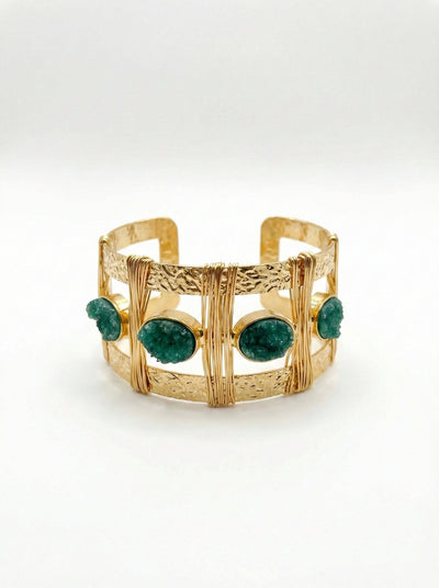 Green Druzy Statement Cuff Bracelet