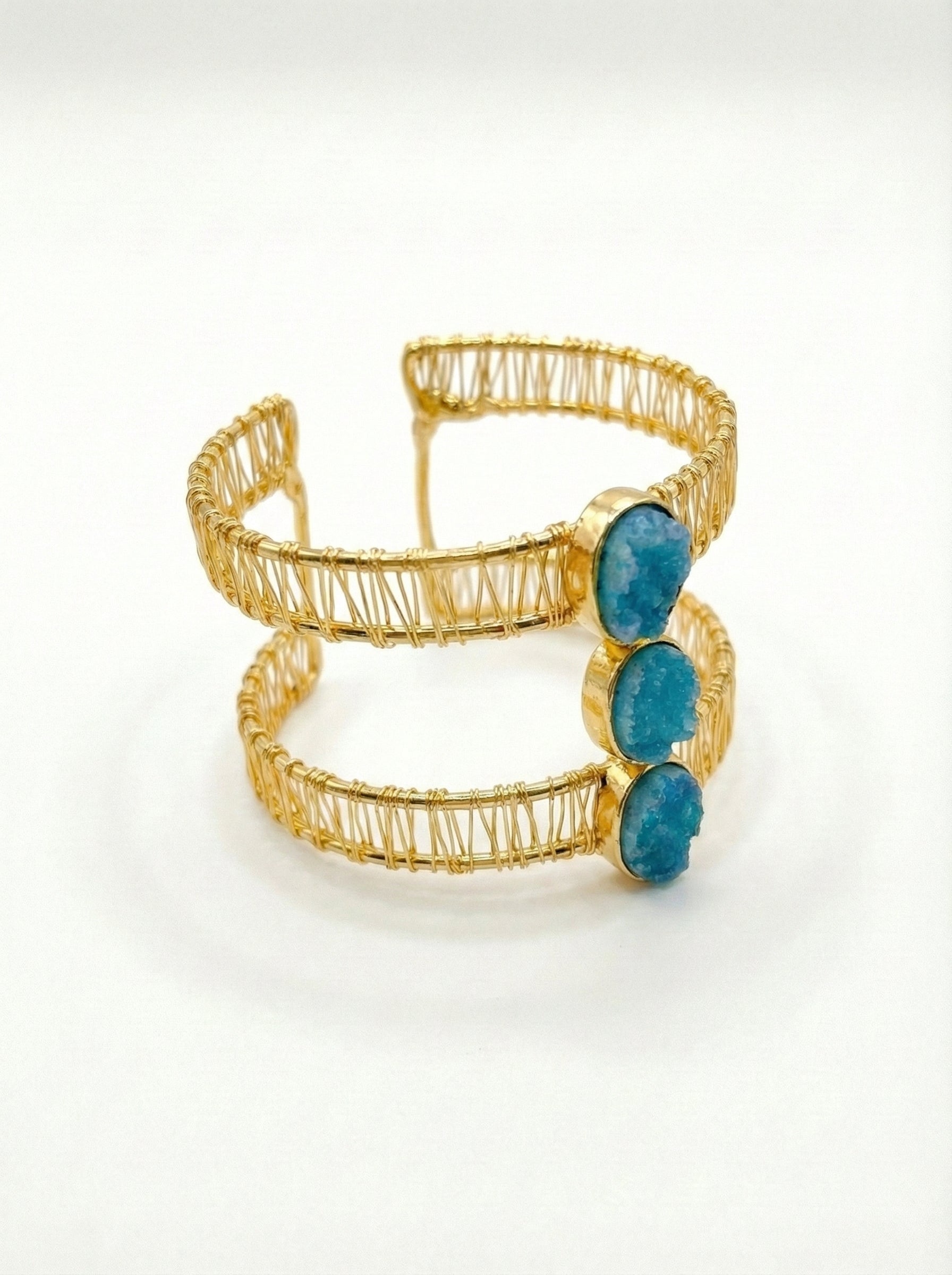 Blue Druzy Statement Cuff Bracelet