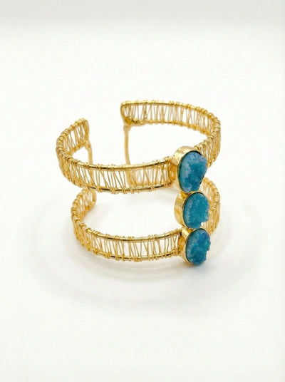 Blue Druzy Statement Cuff Bracelet