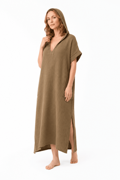 Hooded Gauze Beach Cover Up