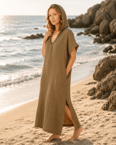 Hooded Gauze Beach Cover Up