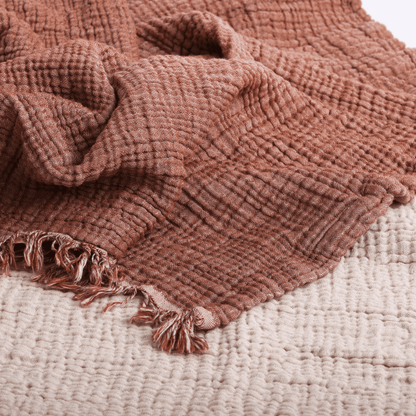 Joy |  Four Layered Crinkle Muslin Bed Cover