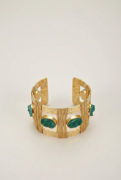 Green Druzy Statement Cuff Bracelet