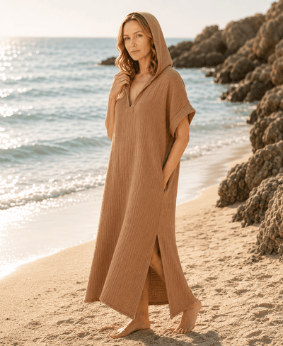Hooded Gauze Beach Cover Up