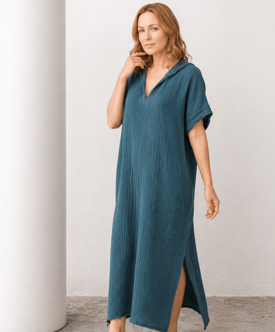 Hooded Gauze Beach Cover Up
