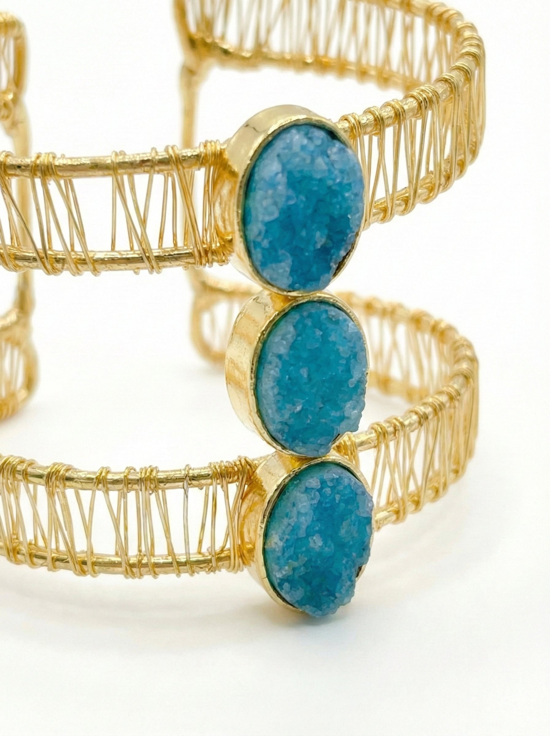 Blue Druzy Statement Cuff Bracelet