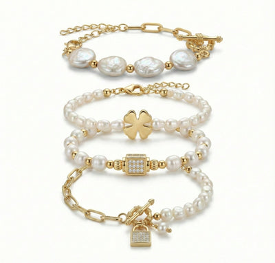 Genuine Pearl Bracelet Set