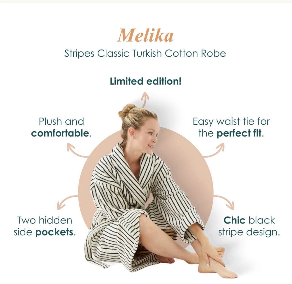 Melika Turkish Cotton Striped Robe