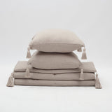 Bed Runner and 6 Pieces White and Beige Pillow Set