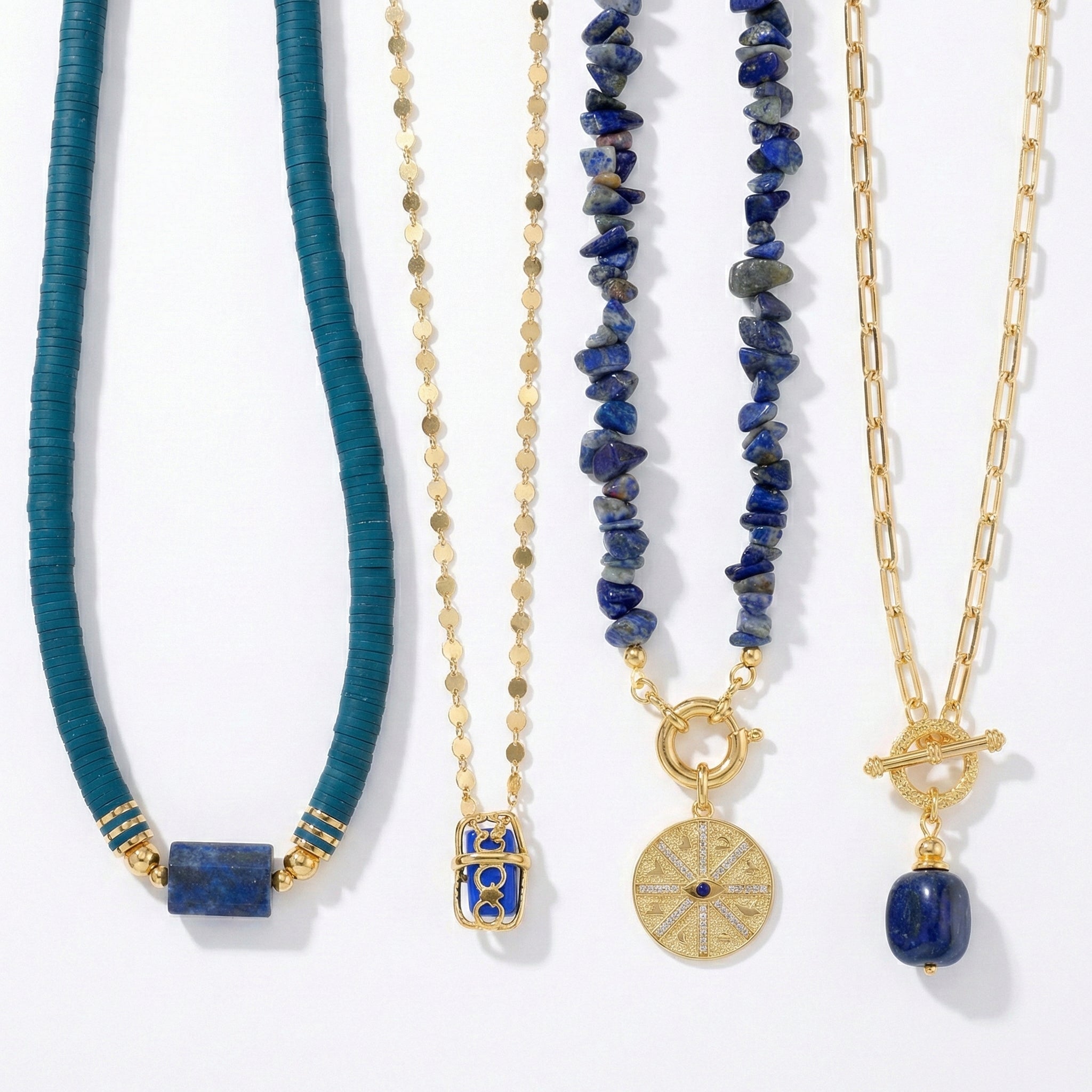 Lapis Stone Statement Necklace Set