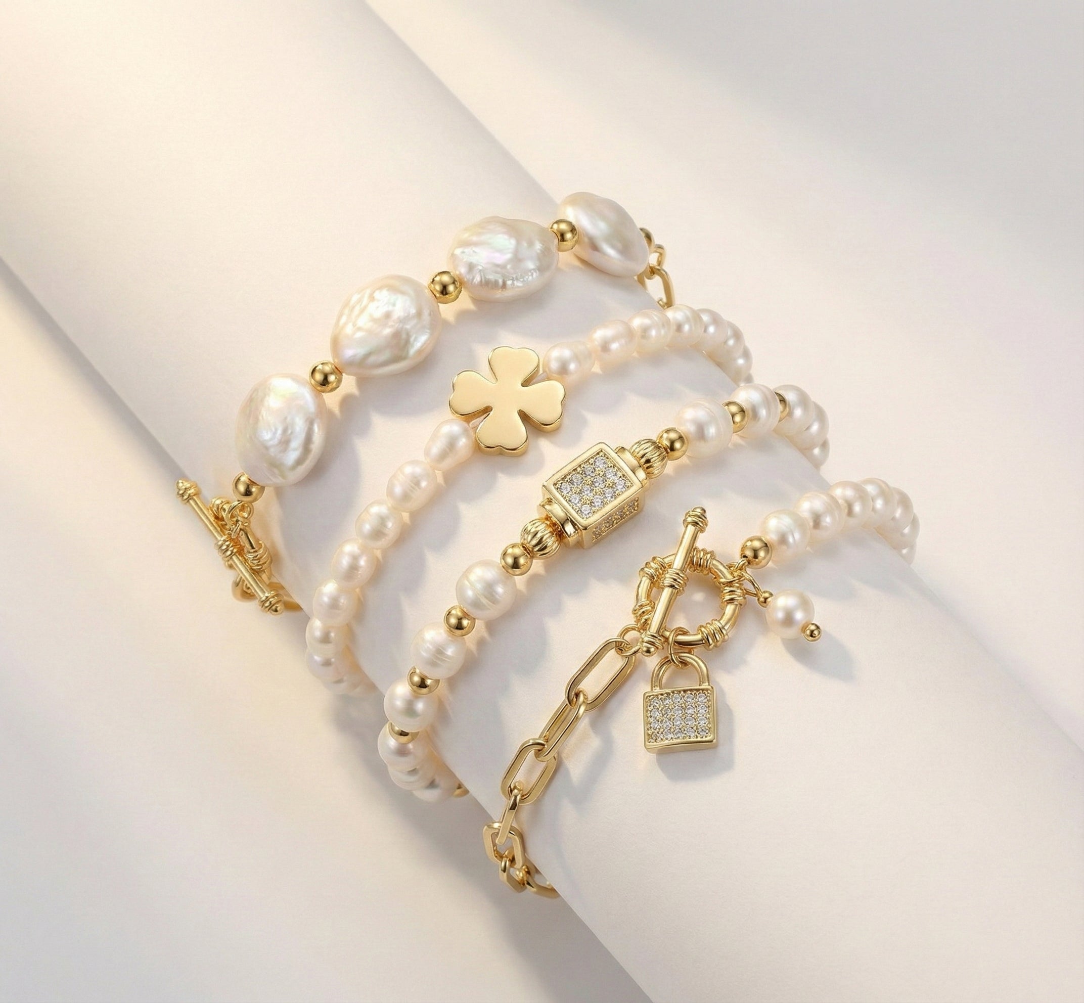 Genuine Pearl Bracelet Set