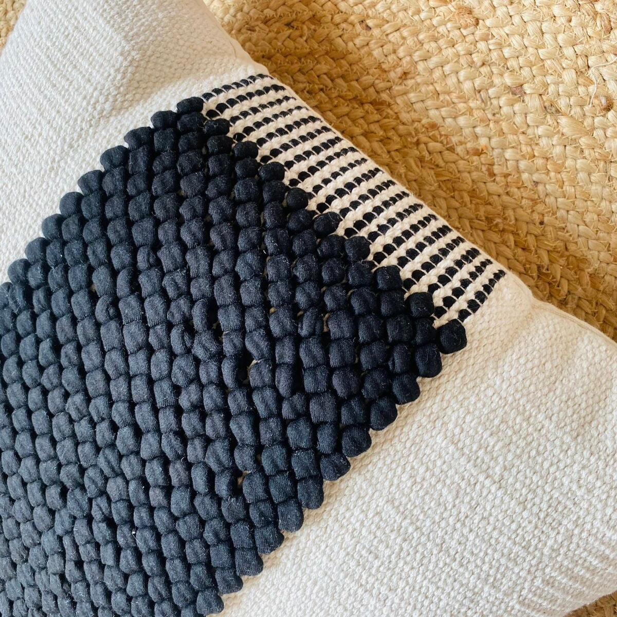 Kelly Handwoven Pillow in Black