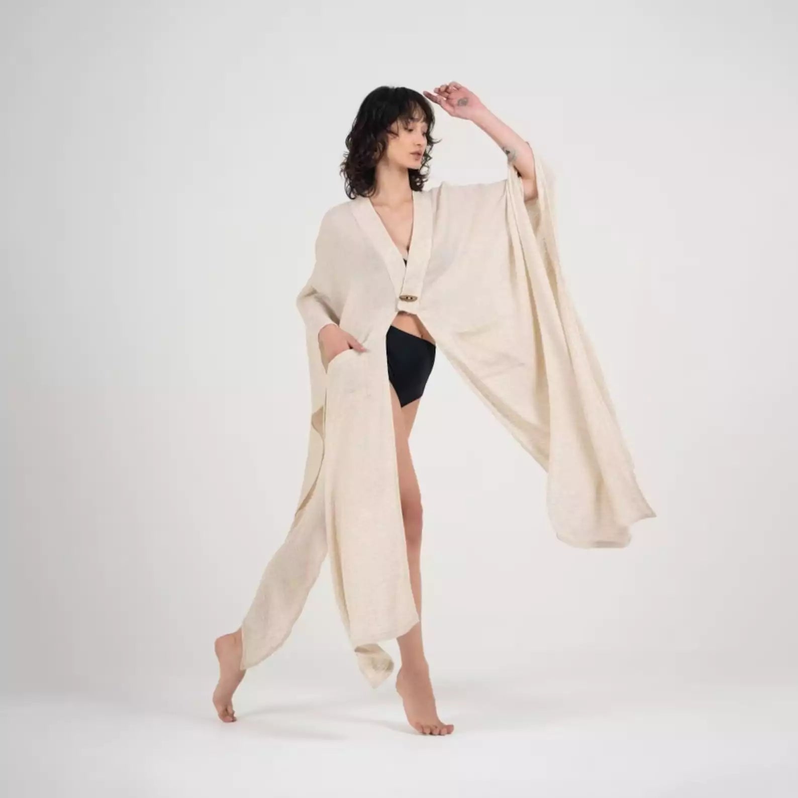 Elaine Linen Kimono & Beach Cover-Up